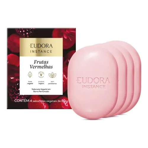 Eudora Sabonete Vegetal em Barra Frutas vermelhas 80g (4 unidades)